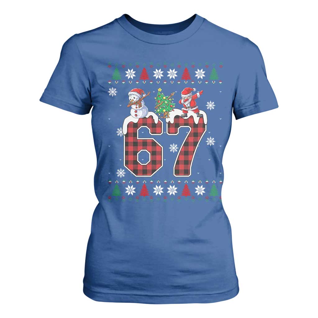 Six Seven Meme Snowman Santa Dab T Shirt For Women Funny Christmas Ugly Sweater Gift TS12 Royal Blue Print Your Wear