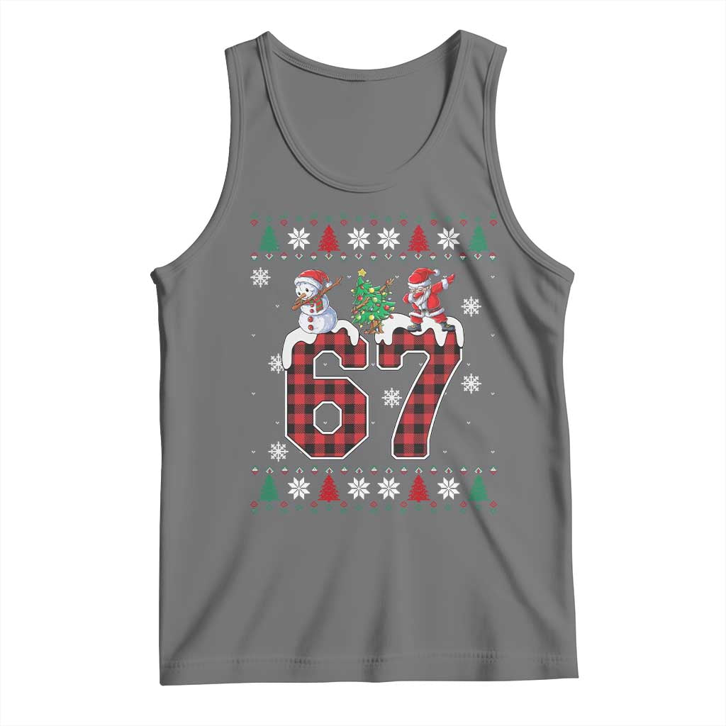 Six Seven Meme Snowman Santa Dab Tank Top Funny Christmas Ugly Sweater Gift TS12 Black Heather Print Your Wear