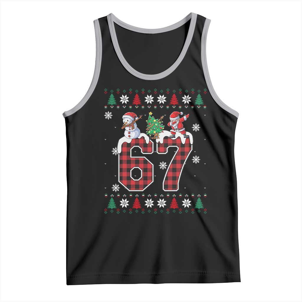 Six Seven Meme Snowman Santa Dab Tank Top Funny Christmas Ugly Sweater Gift TS12 Black Athletic Heather Print Your Wear