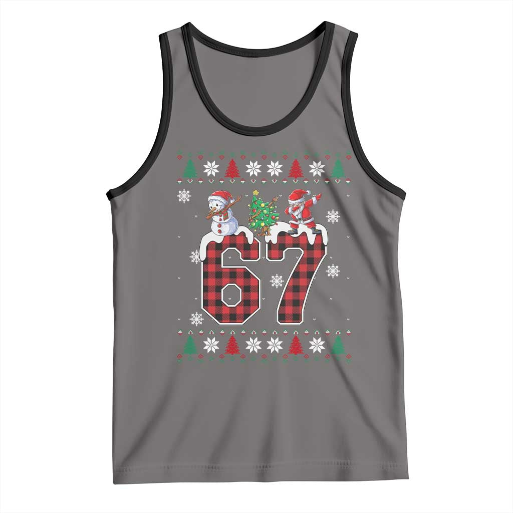 Six Seven Meme Snowman Santa Dab Tank Top Funny Christmas Ugly Sweater Gift TS12 Deep Heather Black Print Your Wear
