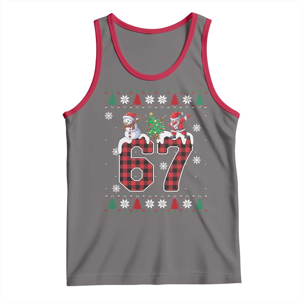 Six Seven Meme Snowman Santa Dab Tank Top Funny Christmas Ugly Sweater Gift TS12 Deep Heather Red Print Your Wear