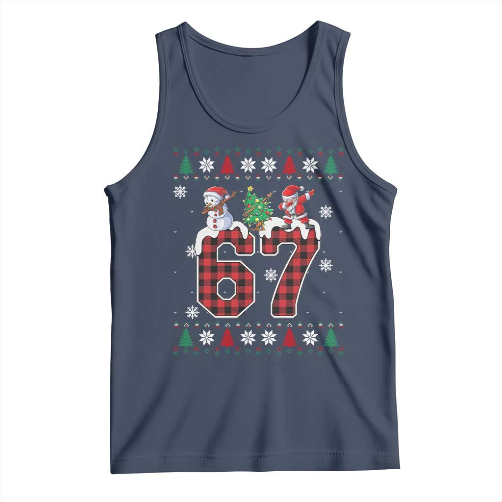 Six Seven Meme Snowman Santa Dab Tank Top Funny Christmas Ugly Sweater Gift TS12 Navy Print Your Wear