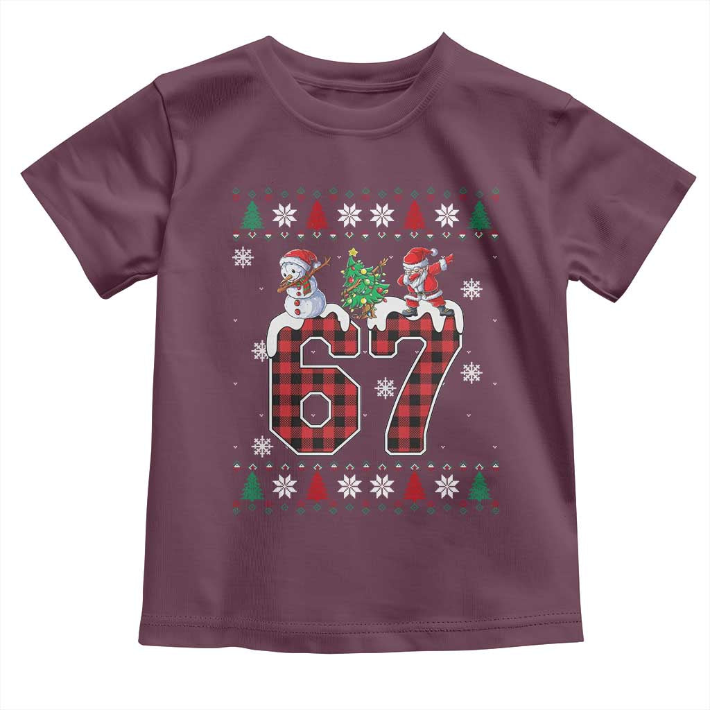 Six Seven Meme Snowman Santa Dab Toddler T Shirt Funny Christmas Ugly Sweater Gift TS12 Maroon Print Your Wear