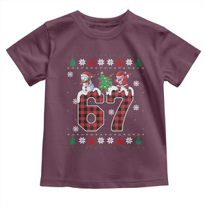 Six Seven Meme Snowman Santa Dab Toddler T Shirt Funny Christmas Ugly Sweater Gift TS12 Maroon Print Your Wear