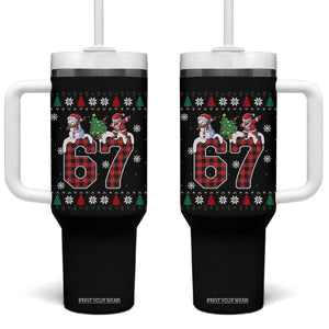 Six Seven Meme Snowman Santa Dab Tumbler With Handle Funny Christmas Ugly Sweater Gift TS12 One Size: 40 oz Black Print Your Wear