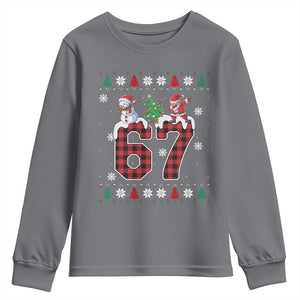 Six Seven Meme Snowman Santa Dab Youth Sweatshirt Funny Christmas Ugly Sweater Gift TS12 Charcoal Print Your Wear