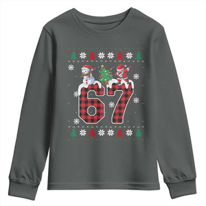 Six Seven Meme Snowman Santa Dab Youth Sweatshirt Funny Christmas Ugly Sweater Gift TS12 Dark Heather Print Your Wear