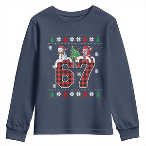 Six Seven Meme Snowman Santa Dab Youth Sweatshirt Funny Christmas Ugly Sweater Gift TS12 Navy Print Your Wear