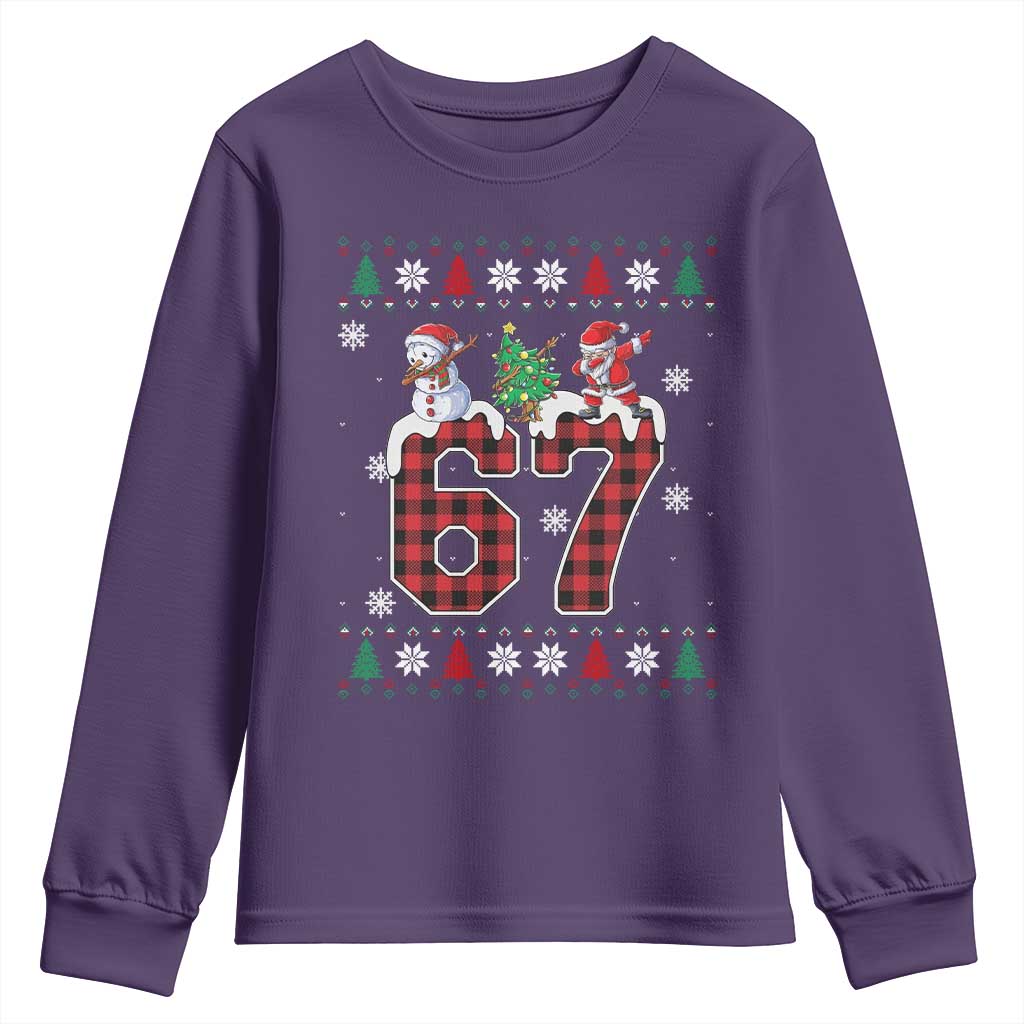 Six Seven Meme Snowman Santa Dab Youth Sweatshirt Funny Christmas Ugly Sweater Gift TS12 Purple Print Your Wear