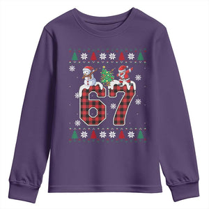 Six Seven Meme Snowman Santa Dab Youth Sweatshirt Funny Christmas Ugly Sweater Gift TS12 Purple Print Your Wear