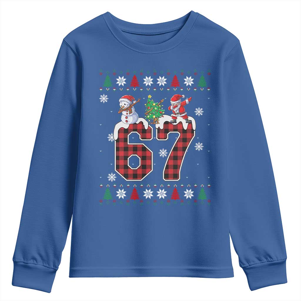 Six Seven Meme Snowman Santa Dab Youth Sweatshirt Funny Christmas Ugly Sweater Gift TS12 Royal Blue Print Your Wear