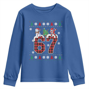 Six Seven Meme Snowman Santa Dab Youth Sweatshirt Funny Christmas Ugly Sweater Gift TS12 Royal Blue Print Your Wear