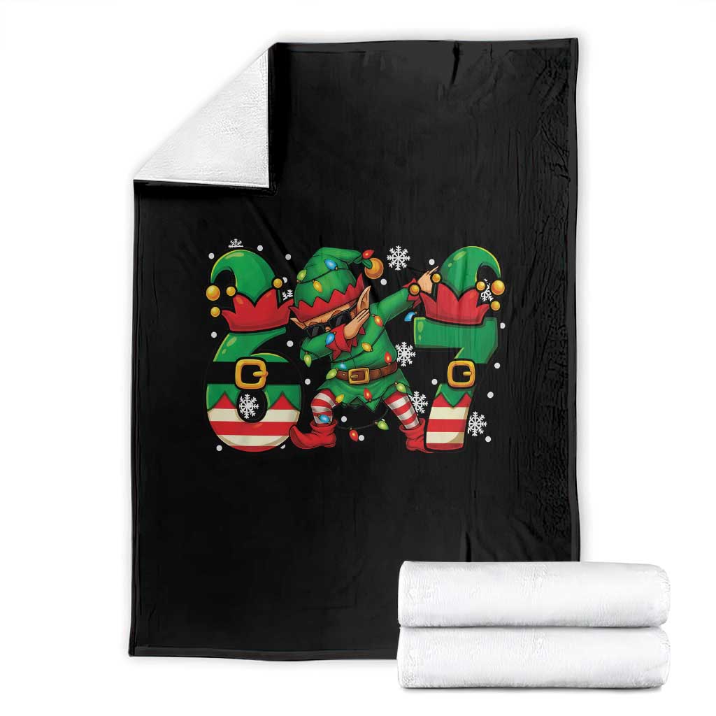 Funny Elf Dab Six Seven Meme Throw Blanket Christmas Trending 67 Gift TS12 Black Print Your Wear