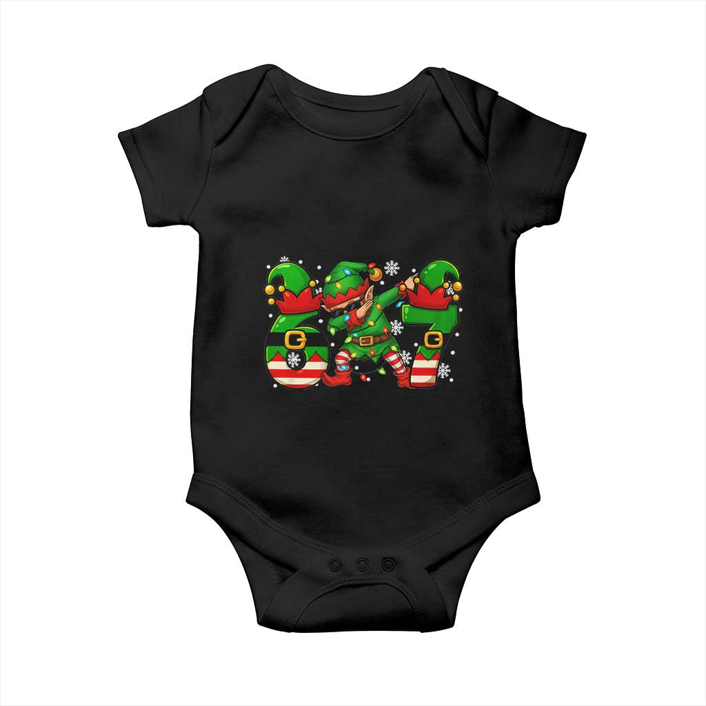 Funny Elf Dab Six Seven Meme Baby Onesie Christmas Trending 67 Gift TS12 Black Print Your Wear