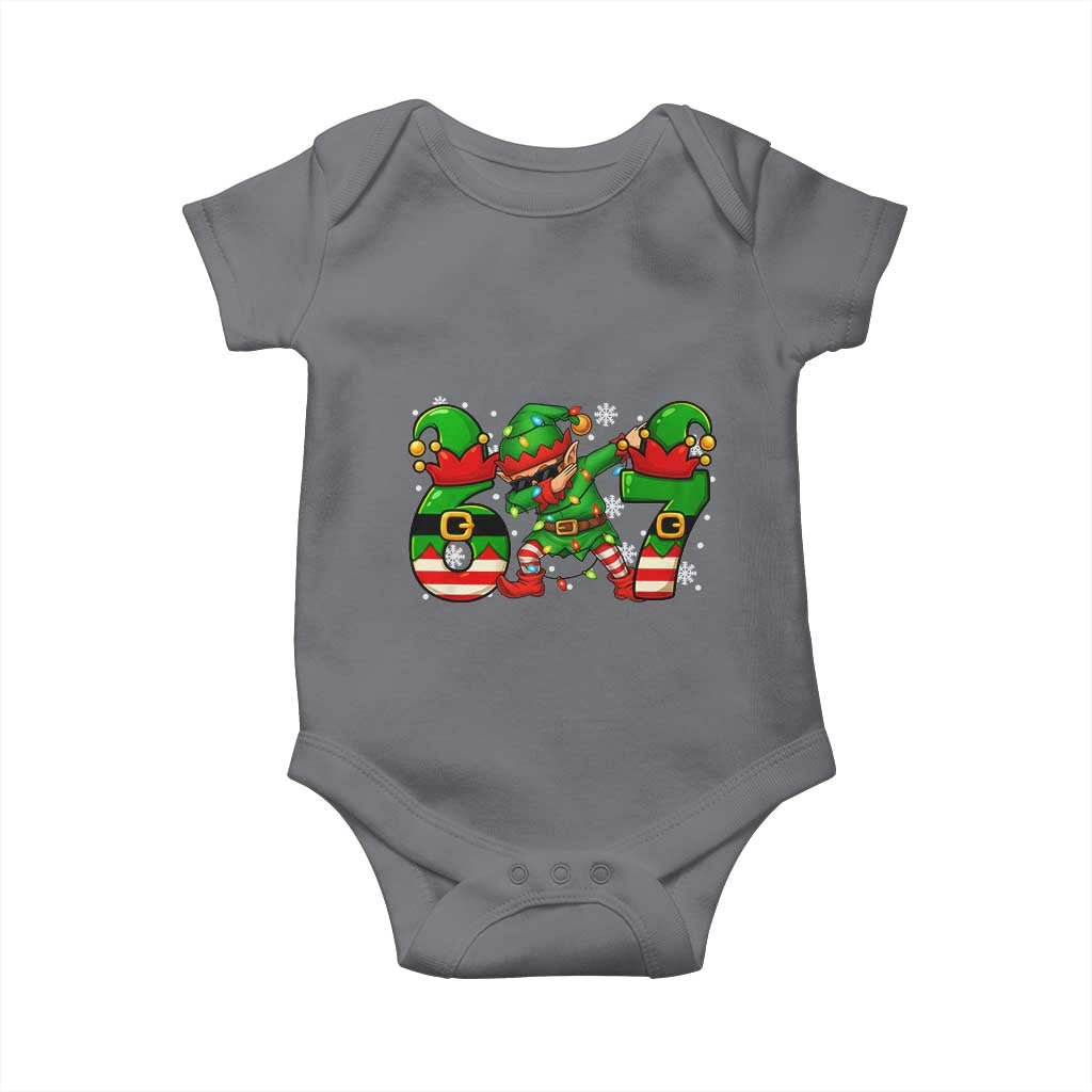 Funny Elf Dab Six Seven Meme Baby Onesie Christmas Trending 67 Gift TS12 Charcoal Print Your Wear