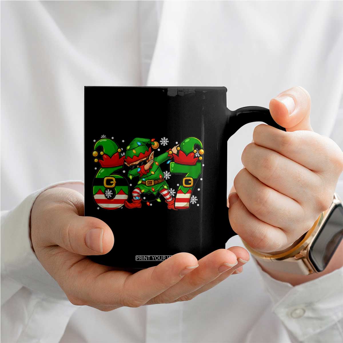 Funny Elf Dab Six Seven Meme Coffee Mug Christmas Trending 67 Gift TS12 Print Your Wear