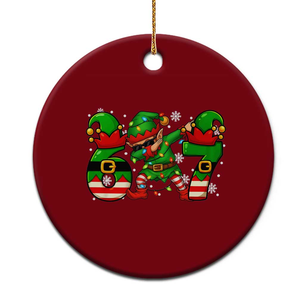 Funny Elf Dab Six Seven Meme Ceramic Ornament Christmas Trending 67 Gift TS12 1pc Red Print Your Wear