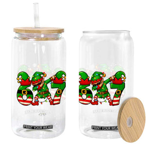 Funny Elf Dab Six Seven Meme Glass Can Christmas Trending 67 Gift TS12 Print Your Wear