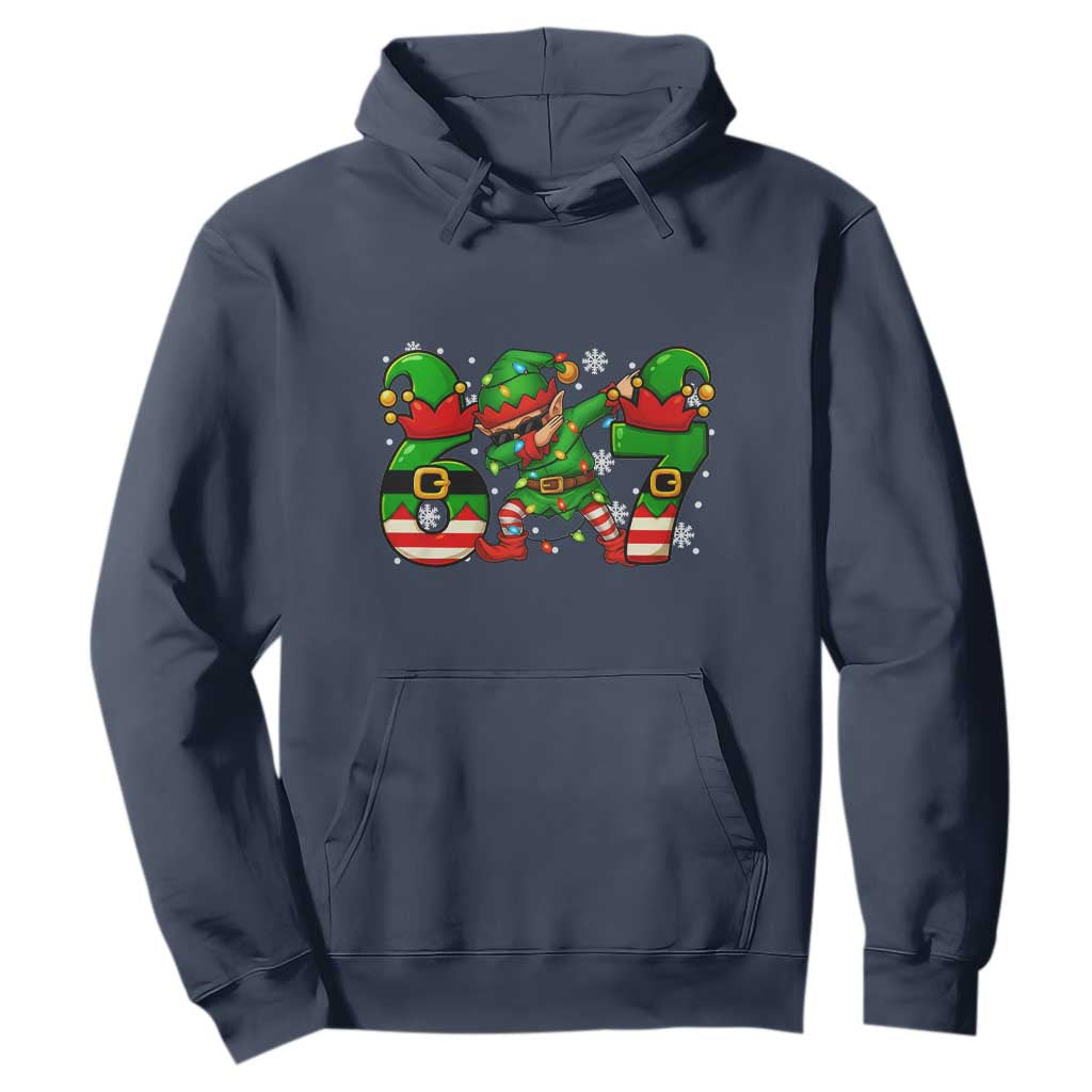 Funny Elf Dab Six Seven Meme Hoodie Christmas Trending 67 Gift TS12 Navy Print Your Wear