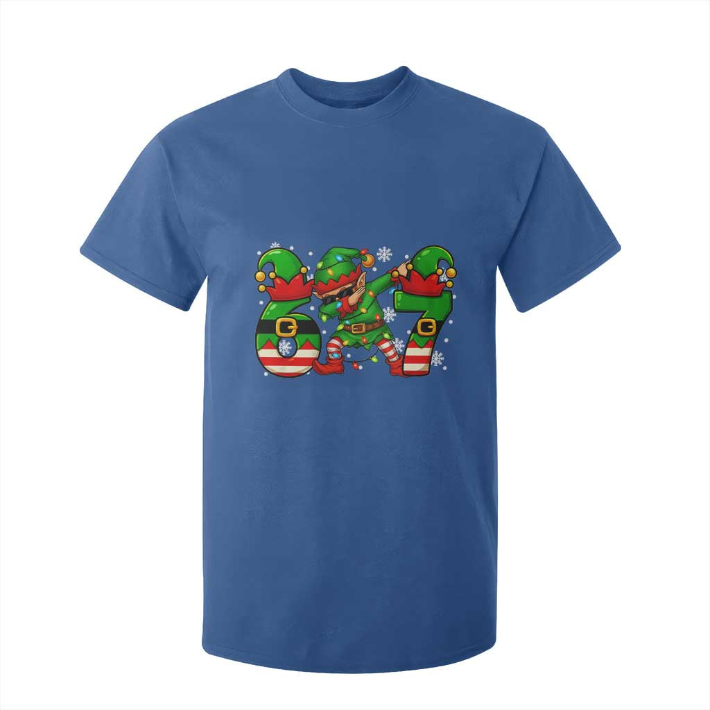 Funny Elf Dab Six Seven Meme T Shirt For Kid Christmas Trending 67 Gift TS12 Royal Blue Print Your Wear