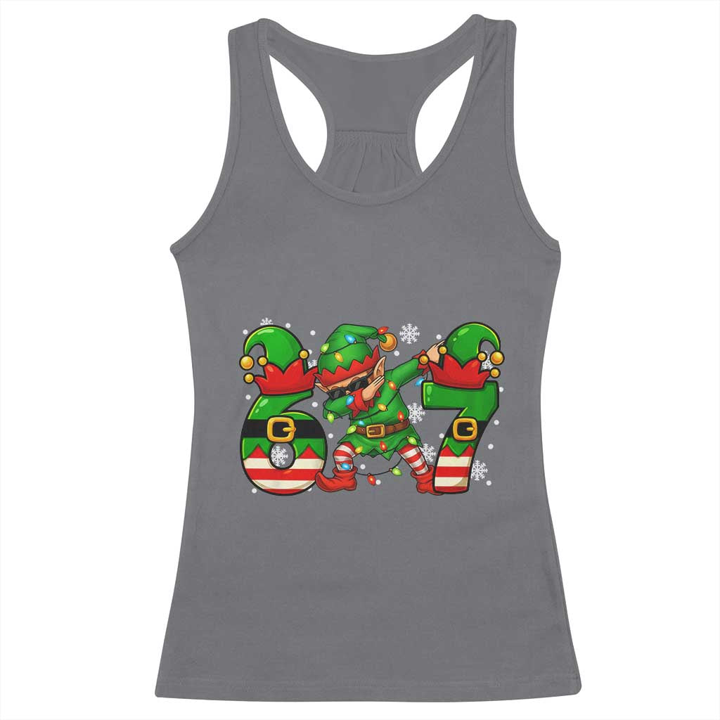 Funny Elf Dab Six Seven Meme Racerback Tank Top Christmas Trending 67 Gift TS12 Charcoal Print Your Wear