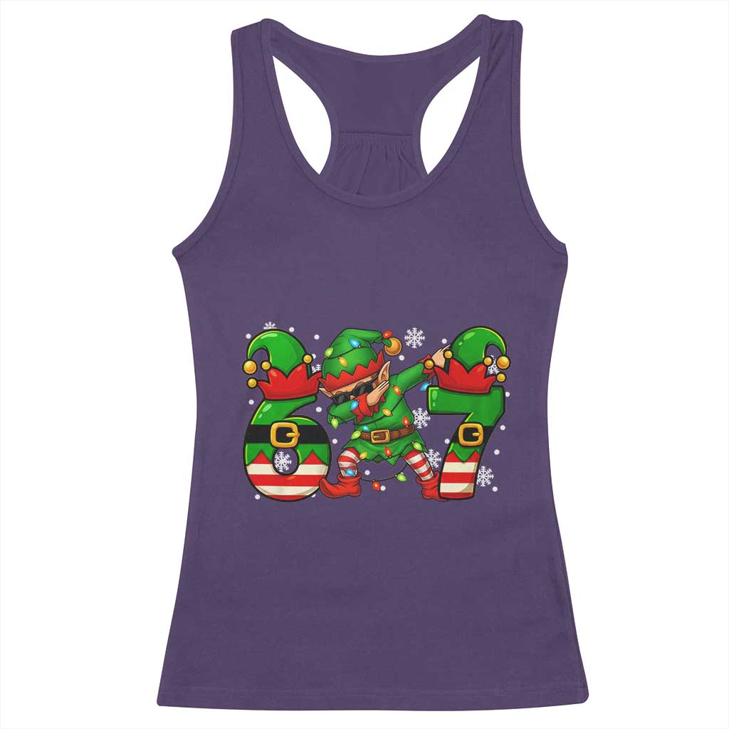 Funny Elf Dab Six Seven Meme Racerback Tank Top Christmas Trending 67 Gift TS12 Purple Print Your Wear