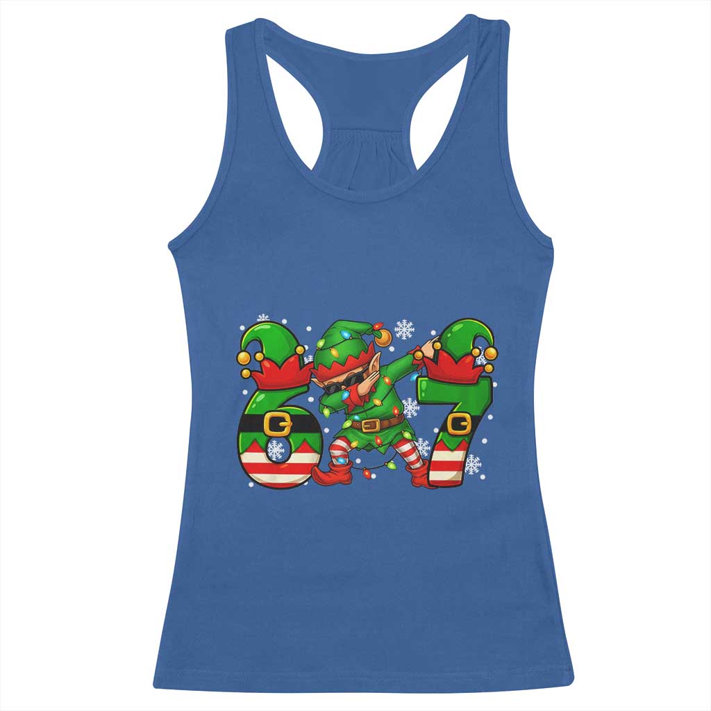 Funny Elf Dab Six Seven Meme Racerback Tank Top Christmas Trending 67 Gift TS12 Royal Blue Print Your Wear