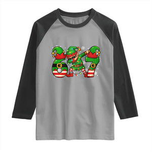 Funny Elf Dab Six Seven Meme Raglan Shirt Christmas Trending 67 Gift TS12 Sport Gray Black Print Your Wear