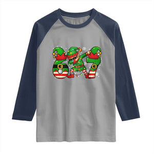 Funny Elf Dab Six Seven Meme Raglan Shirt Christmas Trending 67 Gift TS12 Sport Gray Navy Print Your Wear