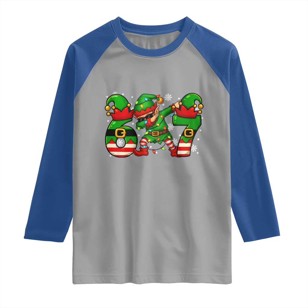 Funny Elf Dab Six Seven Meme Raglan Shirt Christmas Trending 67 Gift TS12 Sport Gray Royal Print Your Wear