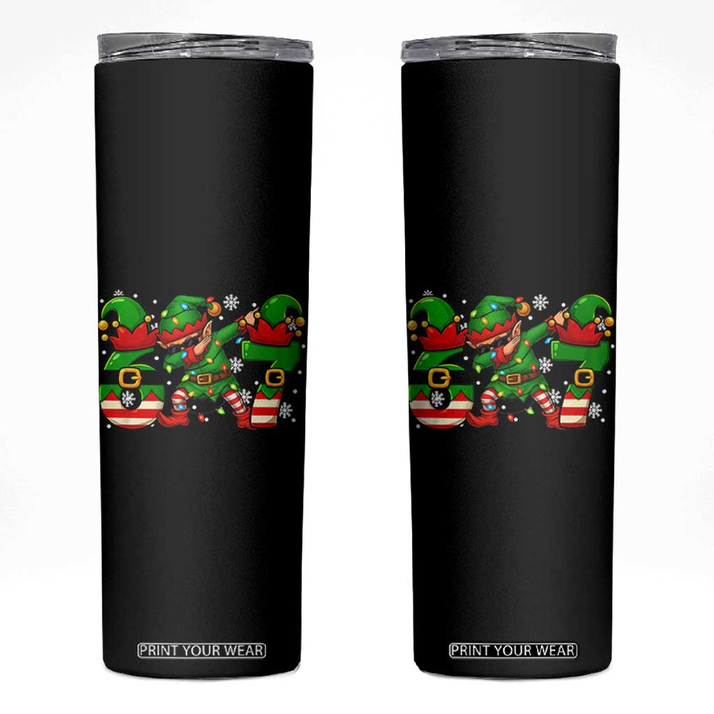 Funny Elf Dab Six Seven Meme Skinny Tumbler Christmas Trending 67 Gift TS12 Black Print Your Wear