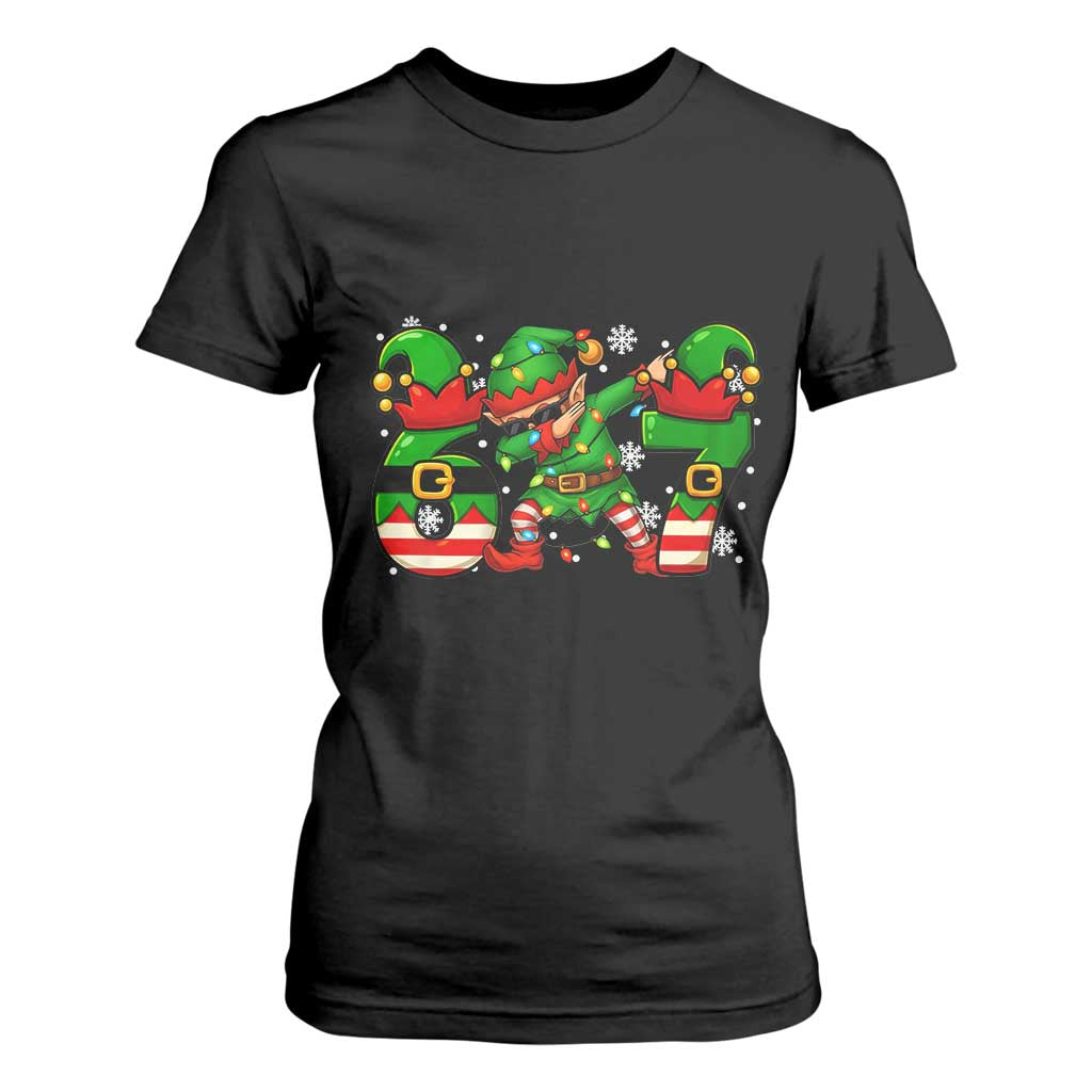 Funny Elf Dab Six Seven Meme T Shirt For Women Christmas Trending 67 Gift TS12 Black Print Your Wear