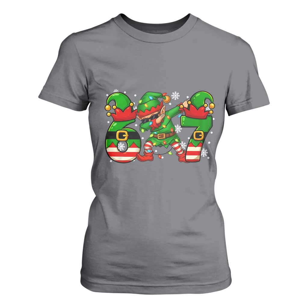 Funny Elf Dab Six Seven Meme T Shirt For Women Christmas Trending 67 Gift TS12 Charcoal Print Your Wear