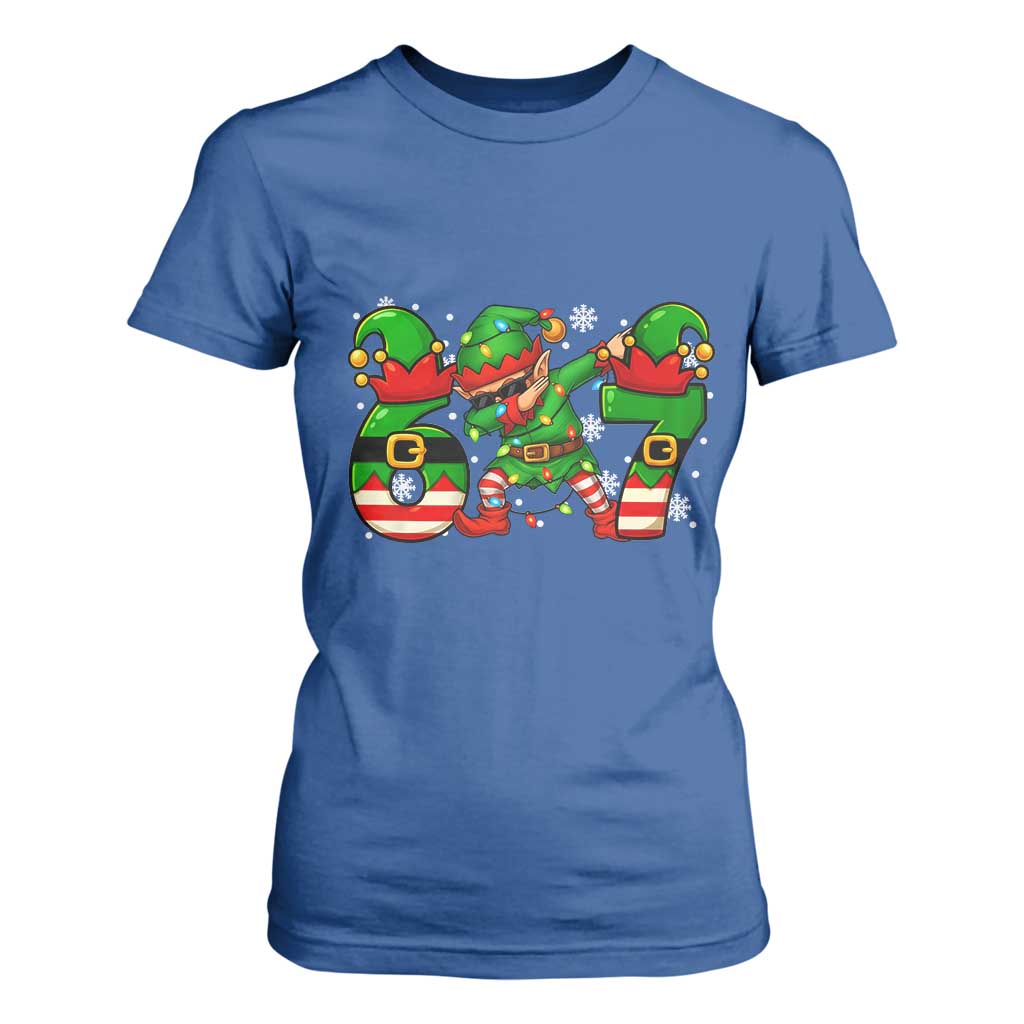 Funny Elf Dab Six Seven Meme T Shirt For Women Christmas Trending 67 Gift TS12 Royal Blue Print Your Wear