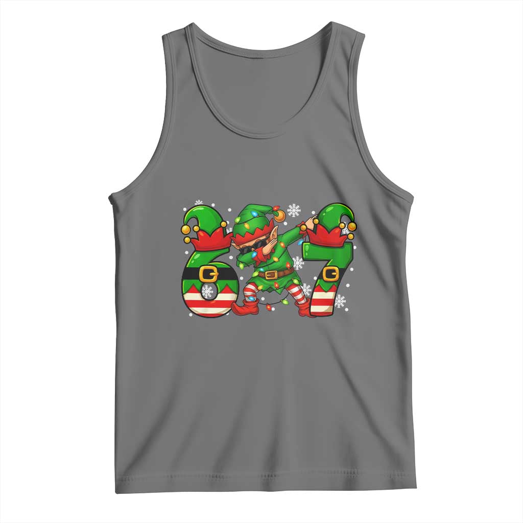 Funny Elf Dab Six Seven Meme Tank Top Christmas Trending 67 Gift TS12 Black Heather Print Your Wear