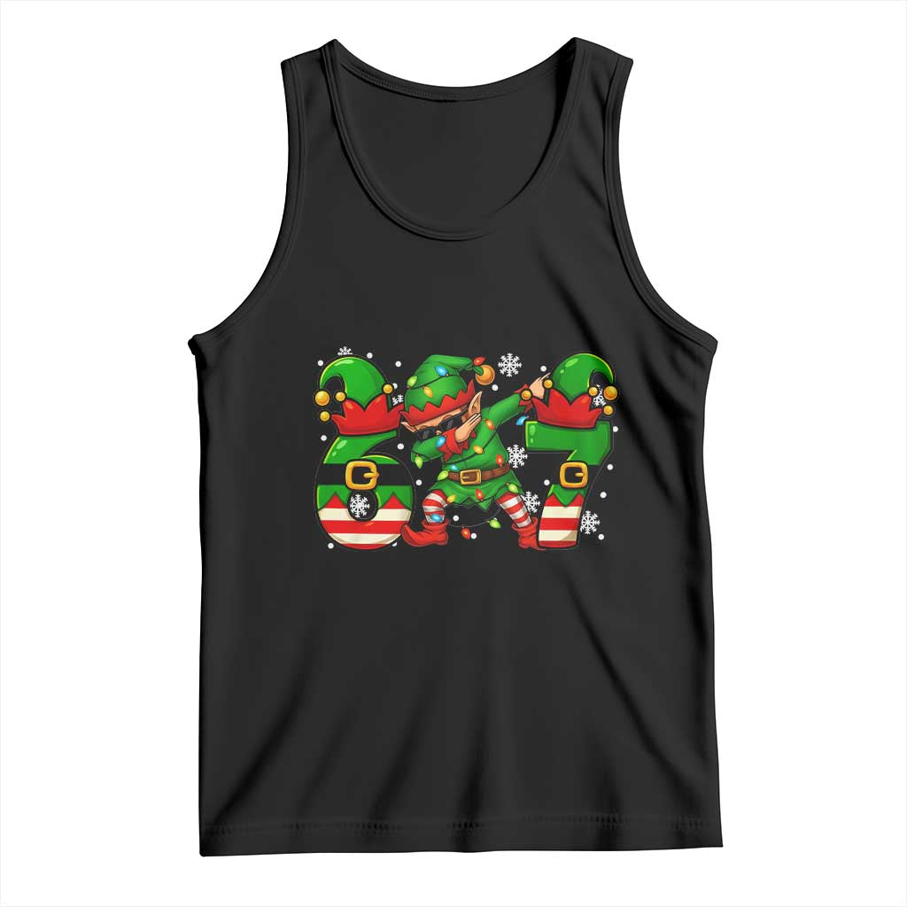 Funny Elf Dab Six Seven Meme Tank Top Christmas Trending 67 Gift TS12 Black Print Your Wear