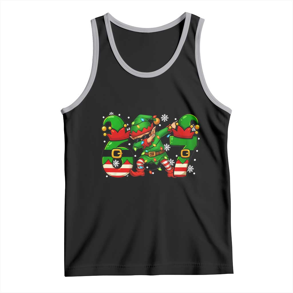 Funny Elf Dab Six Seven Meme Tank Top Christmas Trending 67 Gift TS12 Black Athletic Heather Print Your Wear