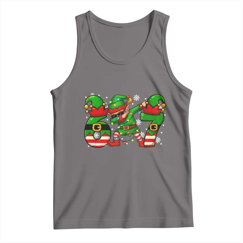 Funny Elf Dab Six Seven Meme Tank Top Christmas Trending 67 Gift TS12 Deep Heather Print Your Wear