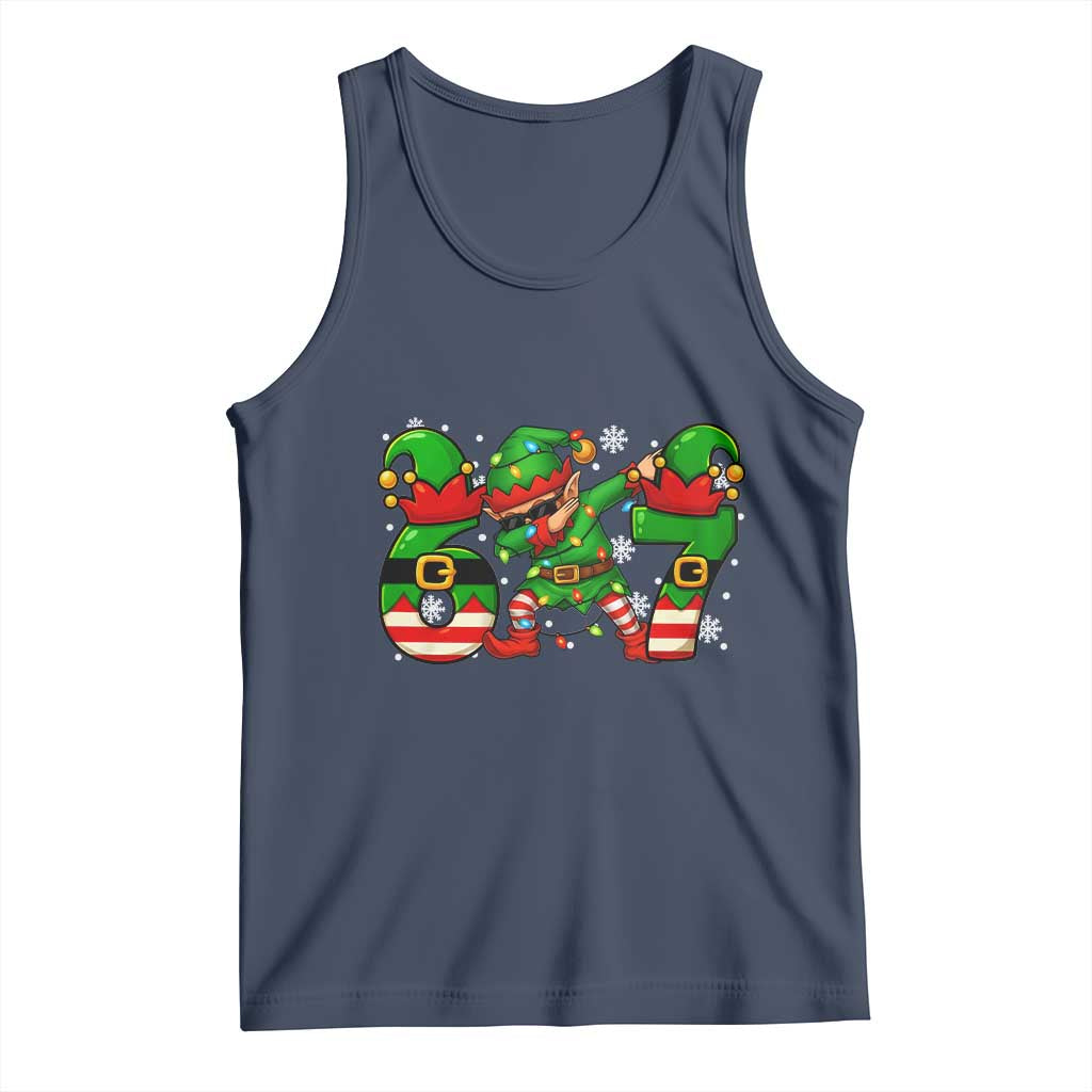 Funny Elf Dab Six Seven Meme Tank Top Christmas Trending 67 Gift TS12 Navy Print Your Wear