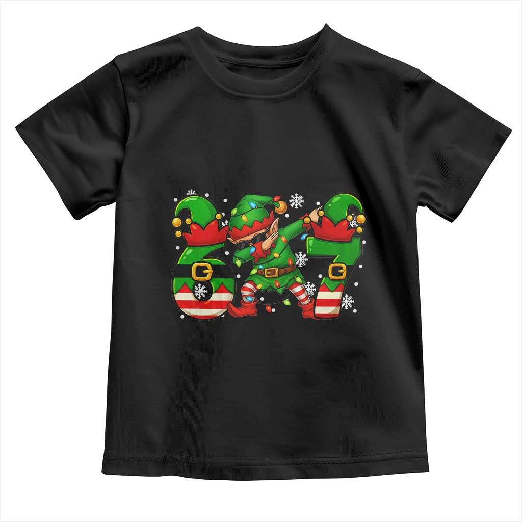 Funny Elf Dab Six Seven Meme Toddler T Shirt Christmas Trending 67 Gift TS12 Black Print Your Wear