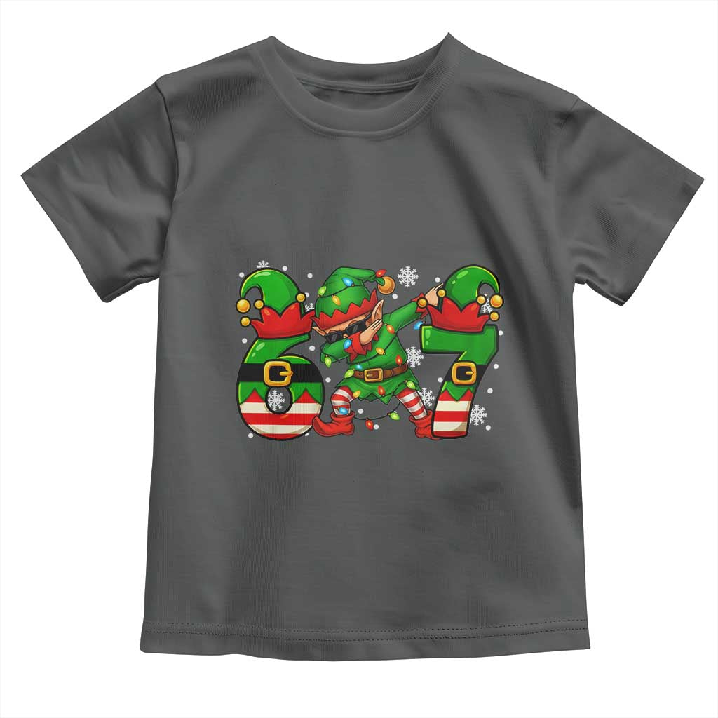 Funny Elf Dab Six Seven Meme Toddler T Shirt Christmas Trending 67 Gift TS12 Dark Heather Print Your Wear