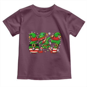 Funny Elf Dab Six Seven Meme Toddler T Shirt Christmas Trending 67 Gift TS12 Maroon Print Your Wear