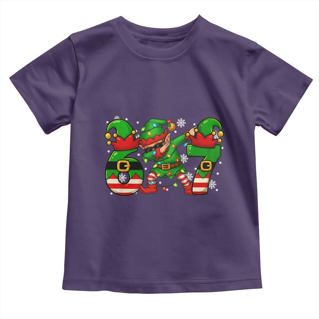 Funny Elf Dab Six Seven Meme Toddler T Shirt Christmas Trending 67 Gift TS12 Purple Print Your Wear