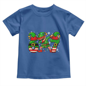 Funny Elf Dab Six Seven Meme Toddler T Shirt Christmas Trending 67 Gift TS12 Royal Blue Print Your Wear