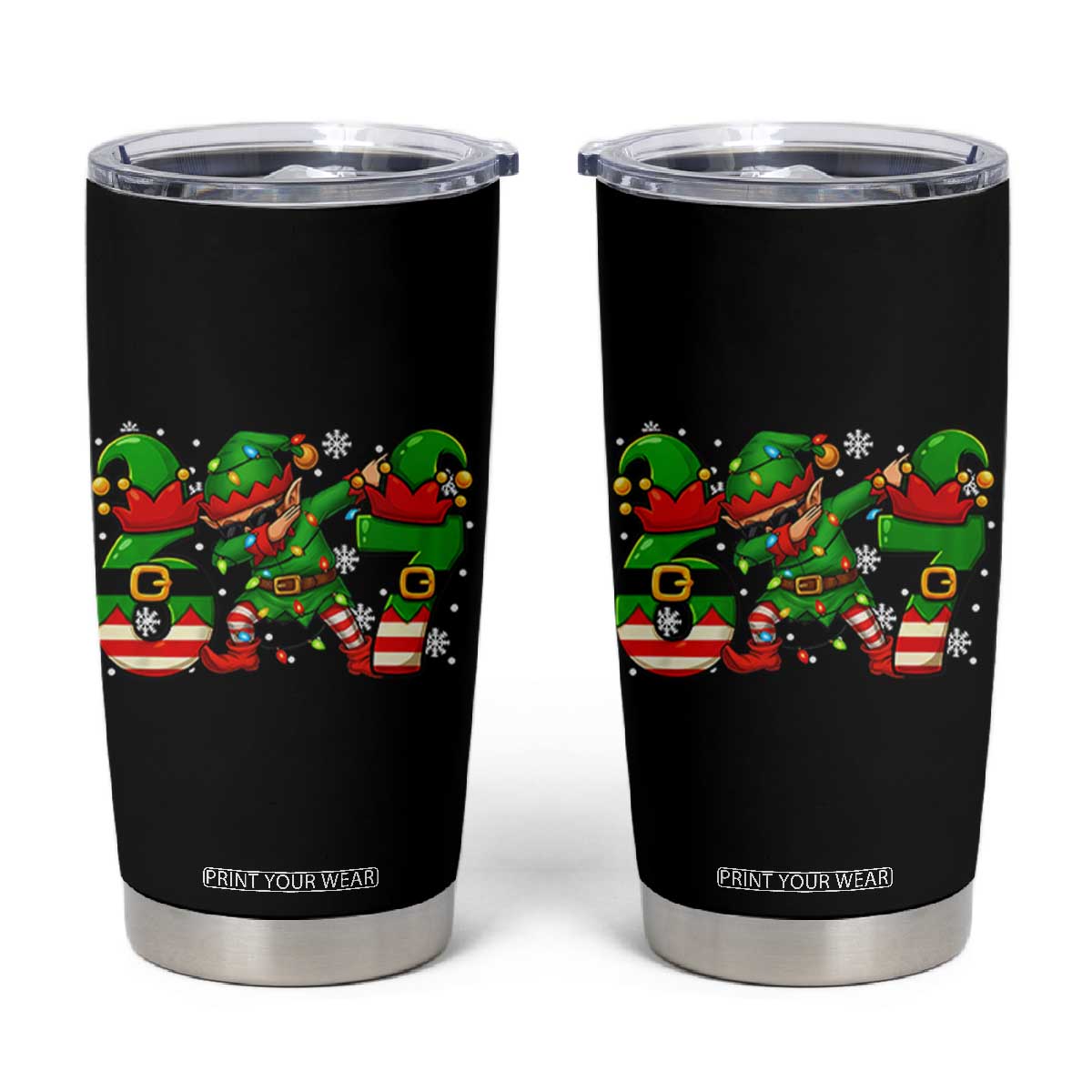 Funny Elf Dab Six Seven Meme Tumbler Cup Christmas Trending 67 Gift TS12 Black Print Your Wear