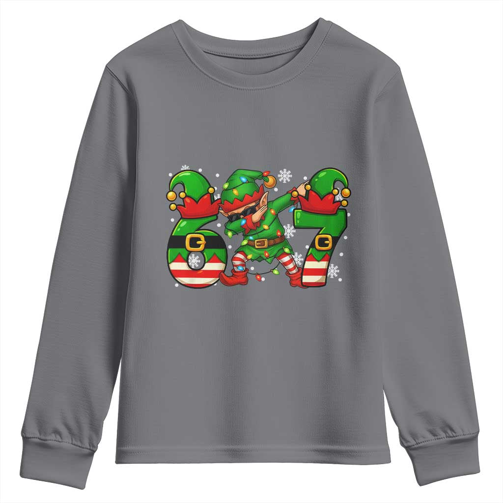 Funny Elf Dab Six Seven Meme Youth Sweatshirt Christmas Trending 67 Gift TS12 Charcoal Print Your Wear