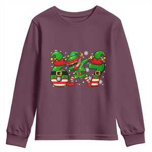 Funny Elf Dab Six Seven Meme Youth Sweatshirt Christmas Trending 67 Gift TS12 Maroon Print Your Wear