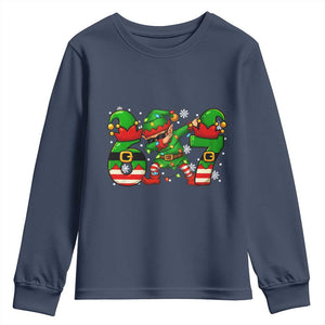 Funny Elf Dab Six Seven Meme Youth Sweatshirt Christmas Trending 67 Gift TS12 Navy Print Your Wear