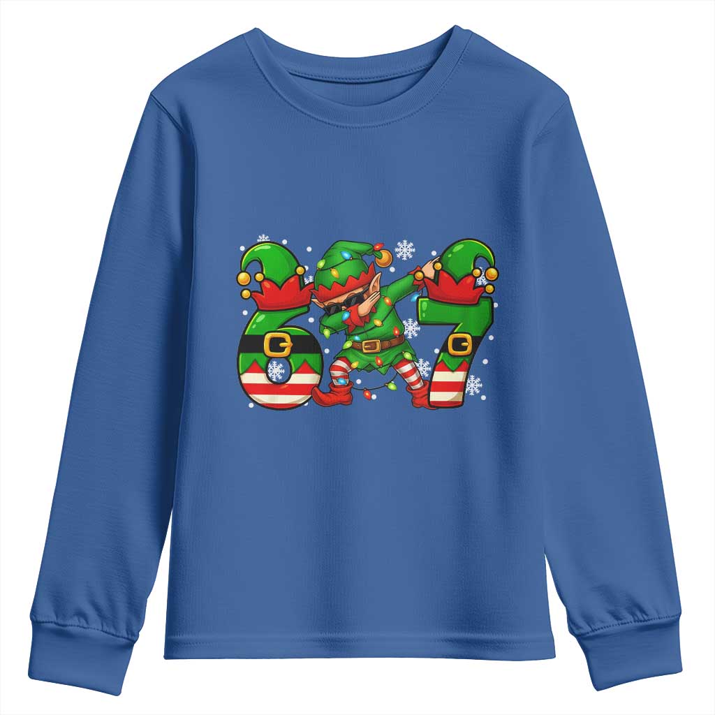 Funny Elf Dab Six Seven Meme Youth Sweatshirt Christmas Trending 67 Gift TS12 Royal Blue Print Your Wear