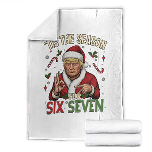 Funny Trump Patriotic Six Seven Meme Throw Blanket Tis The Season Christmas Gift TS12 White Print Your Wear